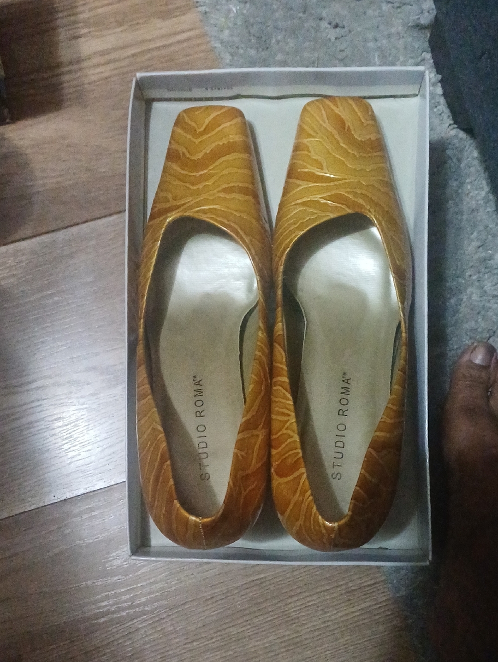 Mustard Yellow Textured Square-Toe Flats